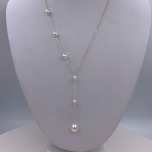 NWOT sterling necklace, real pearls, 10 1/2 inch drop, feminine, classic